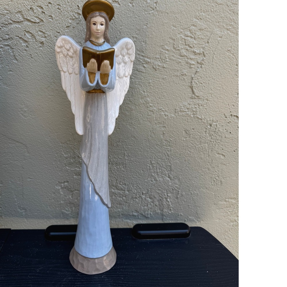 Howell Ceramics Vintage Angel Figurine Statue Holding Book Bible Religious